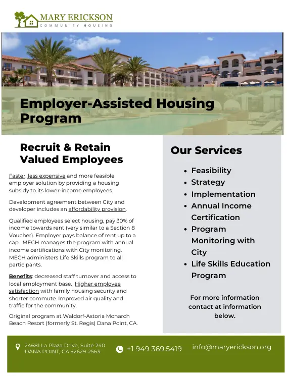 A flyer for an employer-assisted housing program.