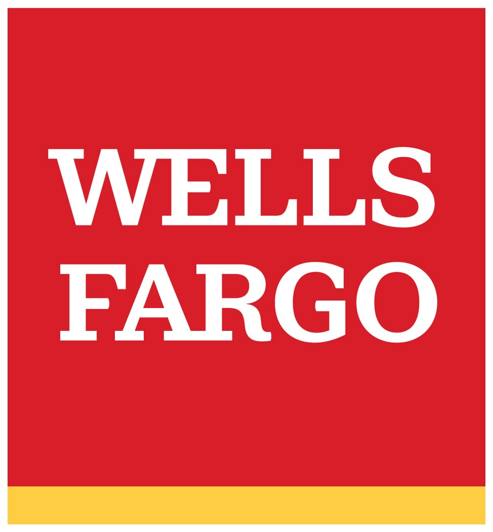 A red and yellow logo for wells fargo.