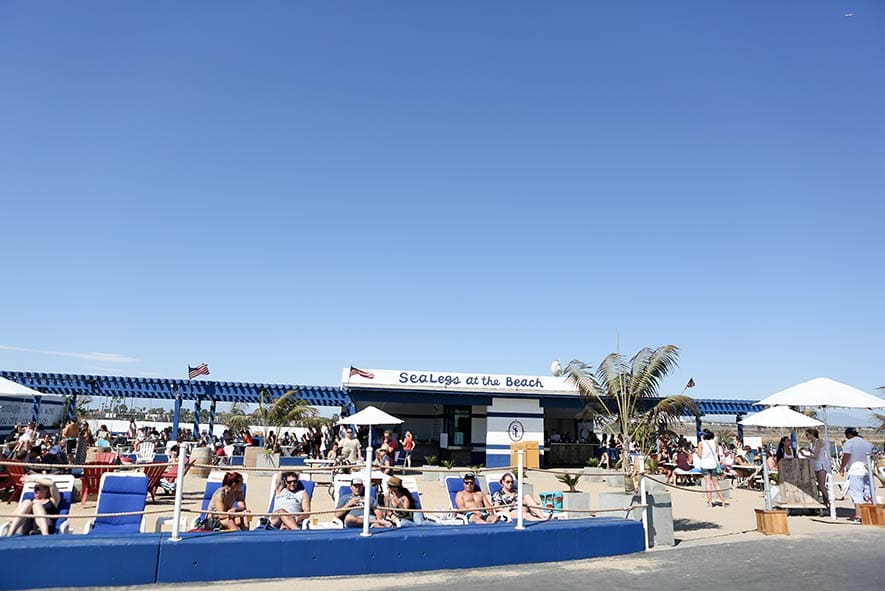 A group of people sitting on the beach.