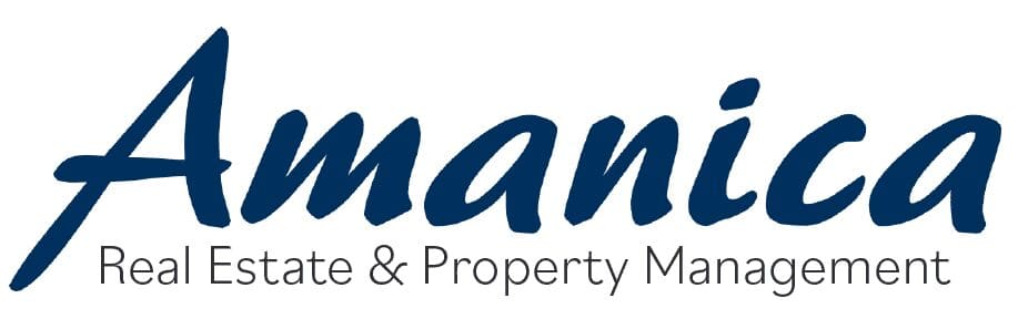 Amanica blue script with property management tagline